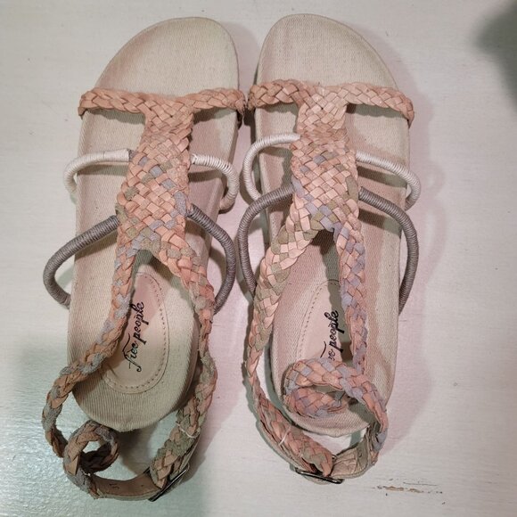 Free People Womens Sz 6.5 Denali Woven Footbed Sandals Neutral Earthy Shoes Boho - Picture 6 of 13